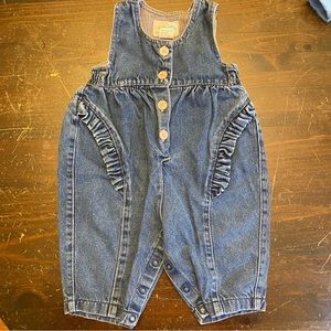 VINTAGE GUC BON JOUR DENIM BABY GIRL OVERALLS SIZE 12 MONTHS
